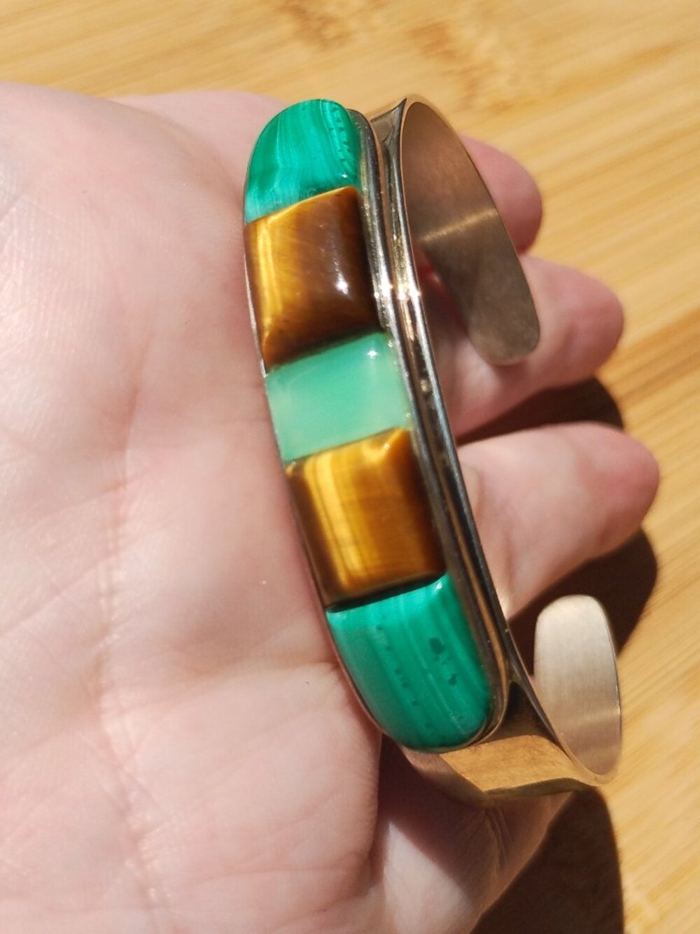 Jay King DTR multi Stone Malachite Jade 925 Sterling Silver cuff bracelet - Picture 3 of 6